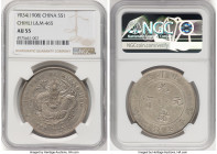 Chihli. Kuang-hsü Dollar Year 34 (1908) AU55 NGC, Pei Yang Arsenal mint, KM-Y73.2, L&M-465. Long central spine on tail, cloud connected variety. Quite...