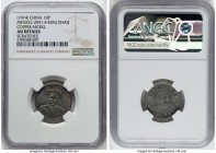Kiau Chau. German Occupation nickel-plated brass 10 Pfennig Token ND (c. early 20th Century) AU Details (Scratches) NGC, Menzel-2951.4. Exceedingly fl...