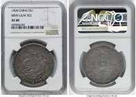 Kirin. Kuang-hsü Dollar CD 1904 XF40 NGC, KM-Y183a.2, L&M-552. Large characters, "CAINDARINS" variety. A popular and scarce Dragon Dollar and particul...