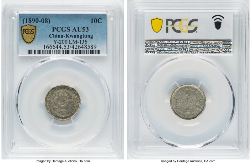 Kwangtung. Kuang-hsü 2-Piece Lot of Certified 10 Cents ND (1890-1908) PCGS, 1) 1...