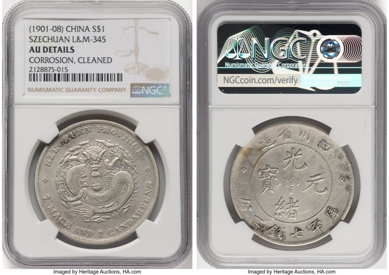 Szechuan. Kuang-hsü Dollar ND (1901-1908) AU Details (Corrosion, Cleaned) NGC, K...