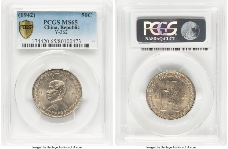 Republic 50 Cents Year 31 (1942) MS65 PCGS, KM-Y362. A pleasing Gem with appreci...