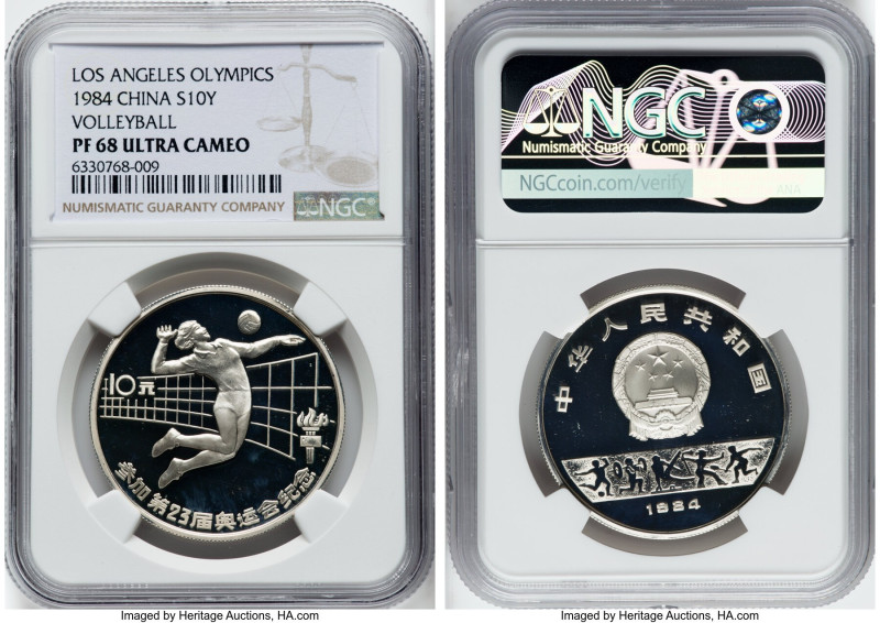 People's Republic Proof "Volleyball" 10 Yuan 1984 PR68 Ultra Cameo NGC, KM96a. M...