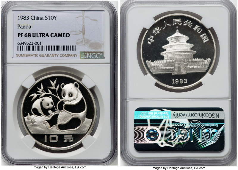 People's Republic silver Proof Panda 10 Yuan 1983 PR68 Ultra Cameo NGC, KM67, PA...