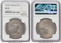 Edward VII Trade Dollar 1907-B AU55 NGC, Bombay mint, KM-T5, Prid-17. Highly lustrous for the assigned grade and most appreciable appearances to the r...