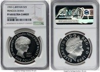 Elizabeth II silver Proof "Princess Diana Memorial" 5 Pounds 1999 PR68 Ultra Cameo NGC, KM997a, S-L6. An ever-collectible type struck in memorial of t...