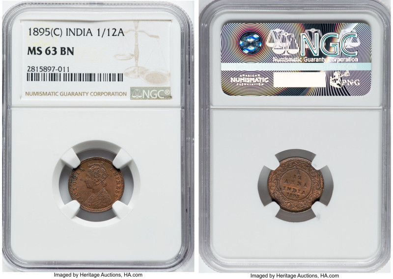 British India. Victoria 4-Piece Lot of Certified 1/12 Annas NGC, 1) 1/12 Anna 18...