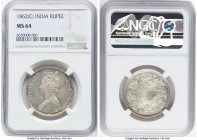 British India. Victoria Rupee 1862-(c) MS64 NGC, Calcutta mint, KM473.1. Yielding an impression of quality, this near-Gem selection glistens upon illu...