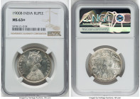 British India. Victoria Rupee 1900-B MS63+ NGC, Bombay mint, KM492. A shimmering, comfortably Choice Mint State example. HID09801242017 © 2022 Heritag...