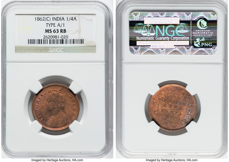 British India. Victoria 3-Piece Lot of Certified Assorted Issues NGC, 1) 1/4 Ann...