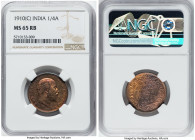British India. Pair of Certified Assorted Issues NGC, 1) Edward VII 1/4 Anna 1910-(c) - MS65 Red and Brown 2) George V 1/2 Rupee 1928-(b) - MS62 HID09...