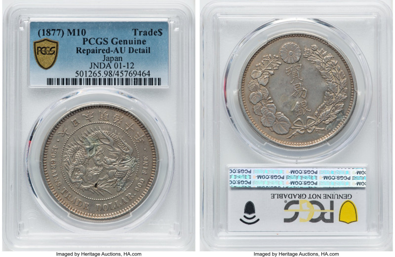 Meiji Trade Dollar Year 10 (1877) AU Details (Repaired) PCGS, KM-Y14, JNDA 01-12...