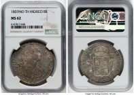 Charles IV 8 Reales 1807 Mo-TH MS62 NGC, Mexico City mint, KM109. A handsome, boldly struck piece with a veil of dove gray toning and attractive under...