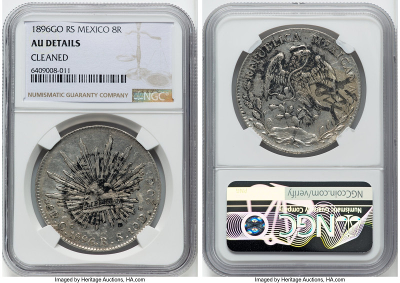Republic 8 Reales 1896 Go-RS AU Details (Cleaned) NGC, Guanajuato mint, KM377.8,...