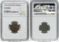 Charles III Barilla 1766 VF30 Brown NGC, Manilla mint, KM1, Cal-1. An exceedingly scarce, early Philippines type offered here with problem-free surfac...