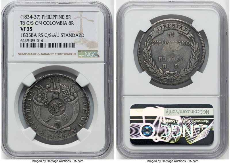 Spanish Colony. Isabel II Counterstamped 8 Reales ND (1837) VF35 NGC, KM198. Hos...