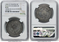 Spanish Colony. Isabel II Counterstamped 8 Reales ND (1837) VF35 NGC, KM198. Host coin: Republic Colombia 8 Reales 1835 BA-RS (KM89); Counterstamp. Ty...