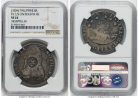 Spanish Colony. Isabel II Counterstamped 8 Reales ND (1834-1837) VF20 NGC, KM100, Basso-56. Host: Bolivia 8 Soles 1834 PTS-LM (cf. KM97); Counterstamp...