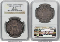 Spanish Colony. Isabel II Counterstamped 8 Reales ND (1834-1837) VF20 NGC, KM100, Basso-56. Host: Bolivia 8 Soles 1831 PTS-JL (cf. KM97); Counterstamp...