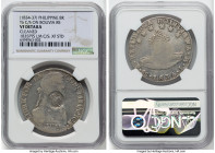 Spanish Colony. Isabel II Counterstamped 8 Reales ND (1834-1837) VF Details (Cleaned) NGC, KM100, Basso-56. Host: Bolivia 8 Soles 1835 PTS-LM (cf. KM9...