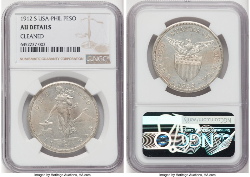 USA Administration Peso 1912-S AU Details (Cleaned) NGC, San Francisco mint, KM1...