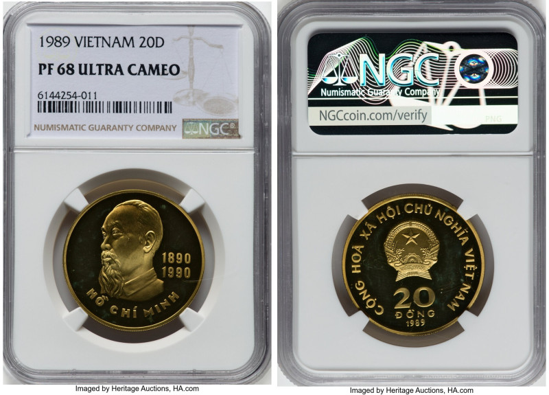 Socialist Republic 3-Piece Certified Proof Set 1989 NGC, 1) 20 Dong - PR68 Ultra...