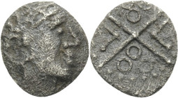 CENTRAL EUROPE, Vindelici. Early 1st century BC. Quarter Quinarius (Silver, 9 mm, 0.42 g), Dühren Type. Diademed male head to right. Rev. Cross; with ...