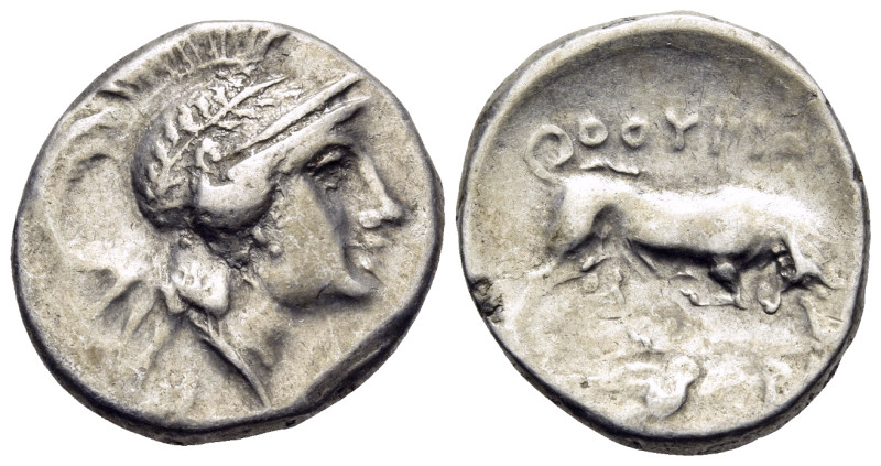 LUCANIA. Thourioi. After 280 BC. Nomos (Silver, 20 mm, 6.28 g, 12 h). Head of At...