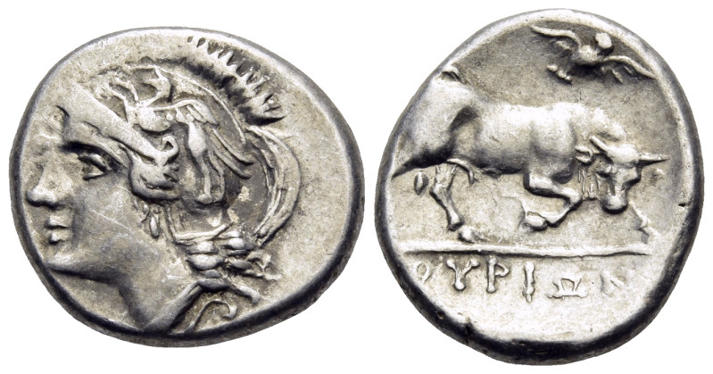 LUCANIA. Thourioi. After 280 BC. Nomos (Silver, 19,5 mm, 6.37 g, 9 h). Head of A...