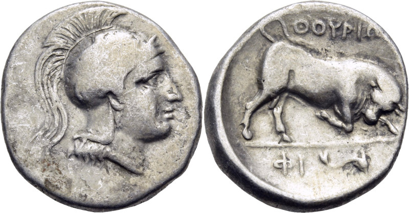 LUCANIA. Thourioi. After 280 BC. Nomos (Silver, 20,5 mm, 6.44 g, 12 h). Head of ...