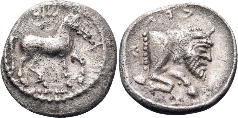 Sicily, Gela. Circa 465-450 BC. Litra (Silver, 12mm, 0.86 g 3). Horse walking ri...