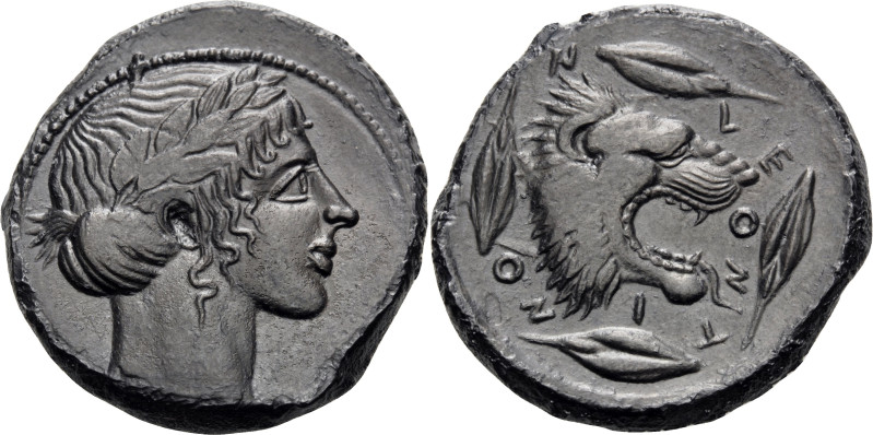 SICILY. Leontini. Circa 450-440 BC. Tetradrachm (Silver, 27 mm, 16.74 g, 4 h). L...