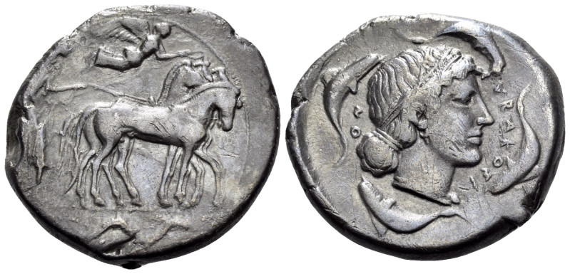 SICILY. Syracuse. Second Democracy, 466-405 BC. Tetradrachm (Silver, 29 mm, 16.8...