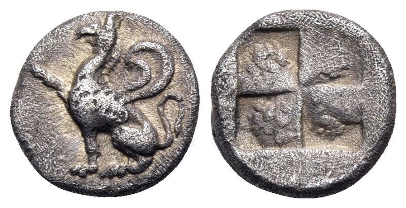 THRACE. Abdera. Circa 500-480 BC. Obol (Silver, 7 mm, 0.58 g). Griffin seated le...