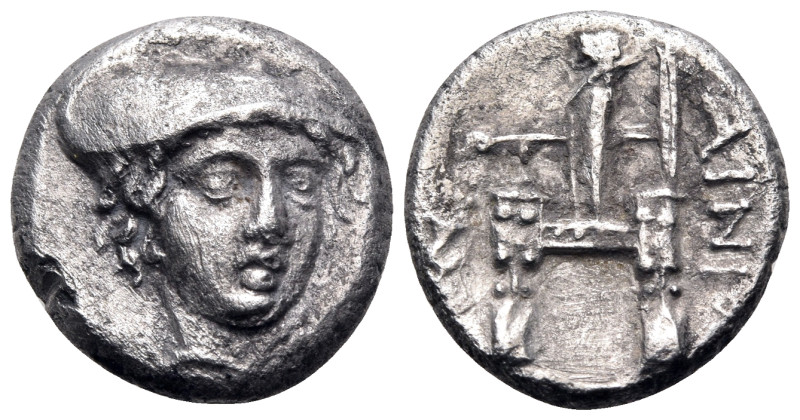 THRACE. Ainos. Circa 357-342/1 BC. Drachm (Silver, 15 mm, 3.57 g, 12 h). Head of...