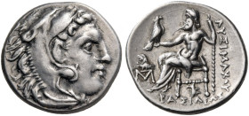 KINGS OF THRACE. Lysimachos, 305-281 BC. Drachm (Silver, 18 mm, 4.29 g, 12 h), Abydos, 299/8-297/6. Head of Herakles to right, wearing lion's skin hea...
