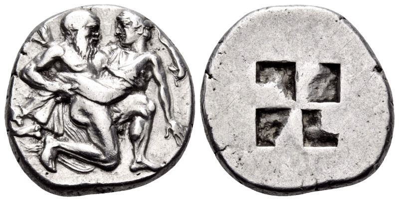 ISLANDS OFF THRACE, Thasos. Circa 412-404 BC. Stater (Silver, 22 mm, 8.92 g). It...