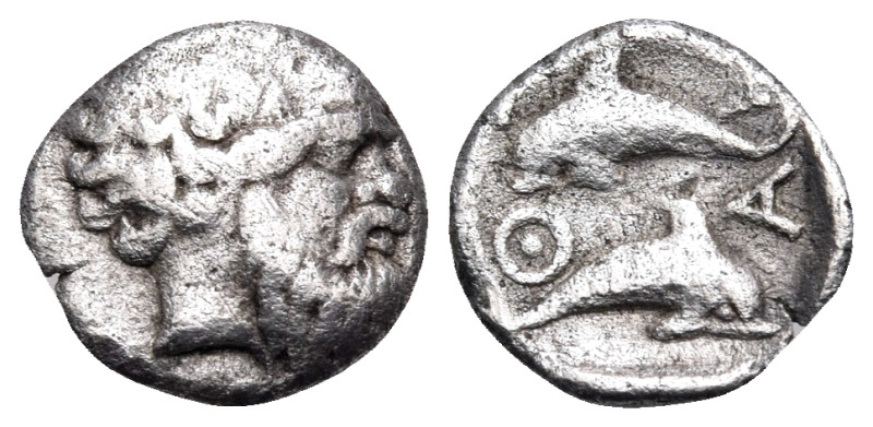 ISLANDS OFF THRACE, Thasos. Circa 412-404 BC. Hemiobol (Silver, 8 mm, 0.42 g, 12...