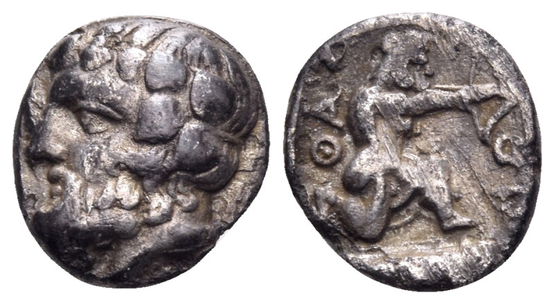 ISLANDS OFF THRACE, Thasos. Circa 411-340 BC. Trihemiobol (Silver, 10 mm, 0.94 g...