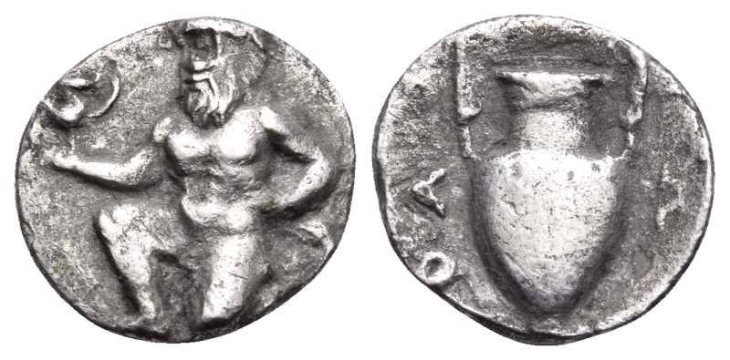 ISLANDS OFF THRACE, Thasos. Circa 411-340 BC. Trihemiobol (Silver, 11 mm, 0.81 g...