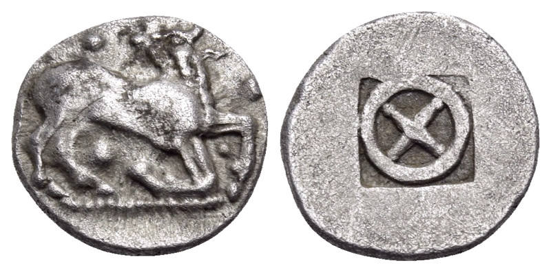 THRACO-MACEDONIAN TRIBES, Ichnai. Circa 485-470 BC. Diobol (Silver, 10.5 mm, 1.0...