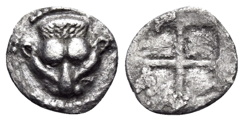 MACEDON. Akanthos. Circa 500-470 BC. Obol (Silver, 9 mm, 0.34 g). Head and neck ...