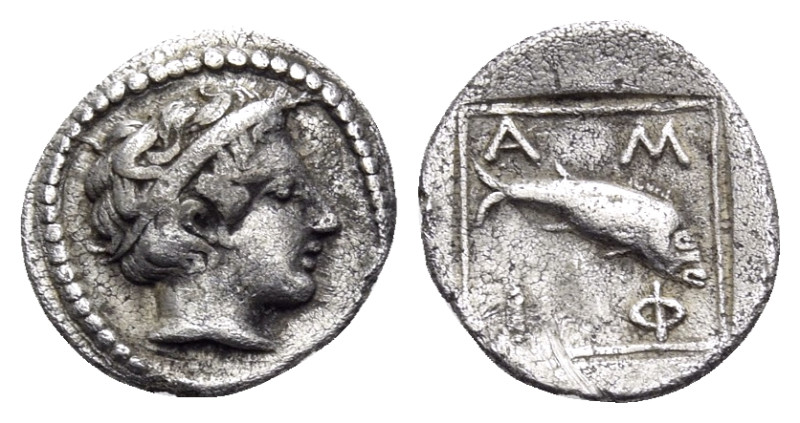 MACEDON. Amphipolis. Late 5th-early 4th century BC. Obol (Silver, 9 mm, 0.40 g, ...