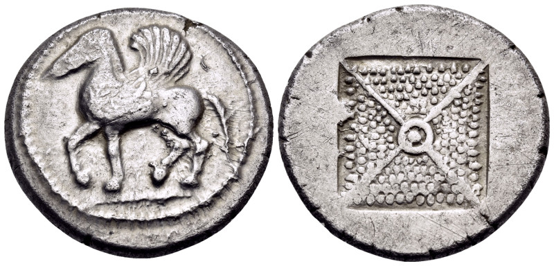 MACEDON. Argilos. Circa 495-470 BC. Stater (Silver, 26 mm, 12.74 g). Pegasos wit...