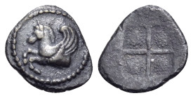 MACEDON. Argilos. Circa 470-460 BC. 1/48 Stater (Silver, 9 mm, 0.32 g). Forepart of Pegasos to left, with curved wing. Rev. Quadripartite incuse squar...
