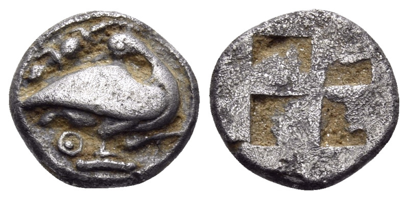 MACEDON. Eion. Circa 470-460 BC. Trihemiobol (Silver, 10 mm, 1.24 g). Goose stan...