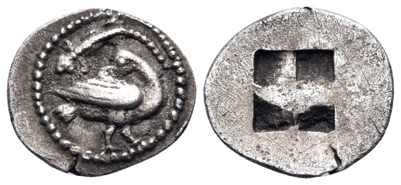 MACEDON. Eion. Circa 460-400 BC. Trihemiobol (Silver, 12 mm, 1.02 g). Goose stan...