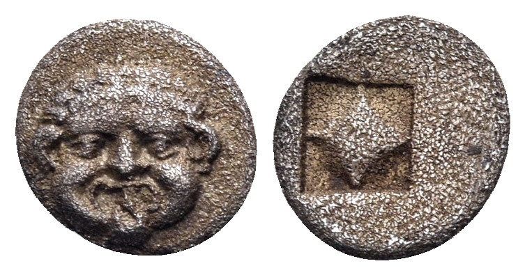 MACEDON. Neapolis. Circa 424-350 BC. Tetartemorion (Silver, 7 mm, 0.25 g). Gorgo...