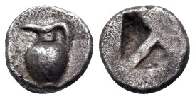 MACEDON. Terone. Circa 500-490 BC. 1/24 Stater (Silver, 7 mm, 0.58 g). Oenochoe to left. Rev. Quadripartite incuse square, diagonally divided. Hardwic...