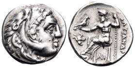 KINGS OF MACEDON. Alexander III 'the Great', 336-323 BC. Drachm (Silver, 17 mm, 4.19 g, 11 h), Lampsakos, circa 306/5-301. Head of youthful Herakles t...